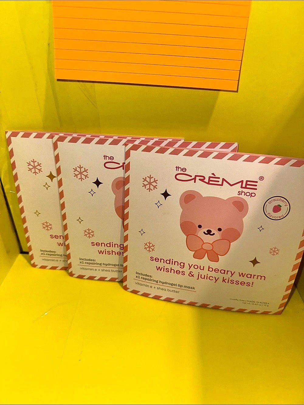the CRÈME shop Strawberry Flavored Repairing Hydrogel Lip Mask Strawberry 3 pack